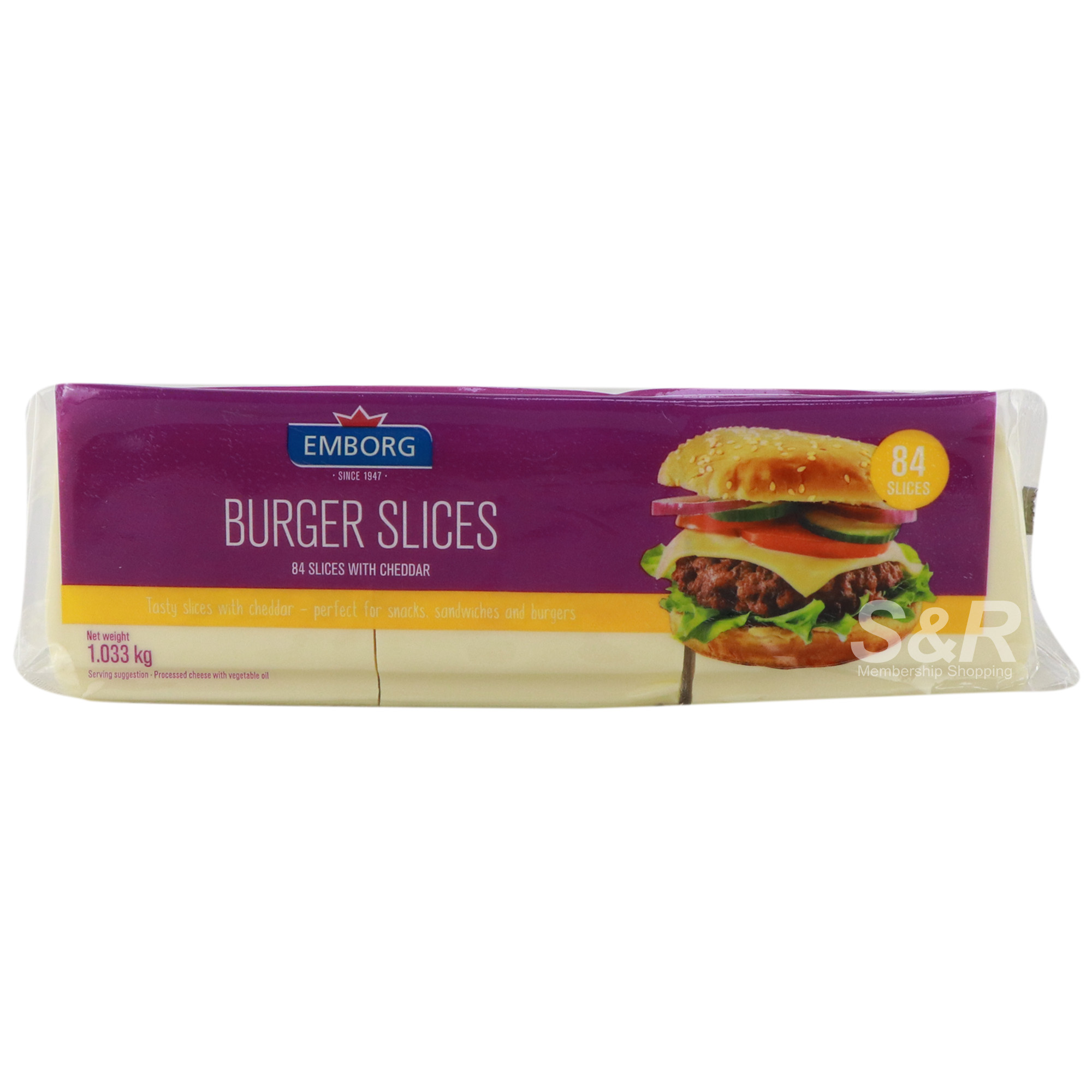 Emborg Burger Slices White Cheddar 84 slices